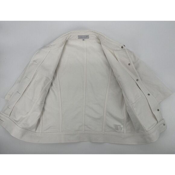 Celine White Denim Cropped Jean Jacket Short Sleeve Silver Buttons Size 40FR - Picture 6 of 9